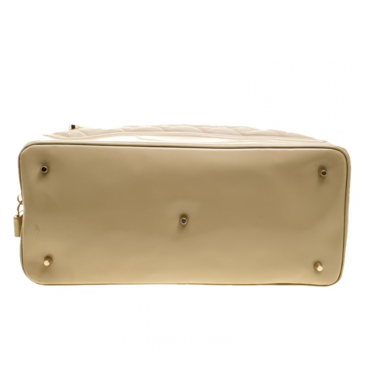 Pre Owned Burberry Beige Quilted Nylon and Leather Manor Satchel 