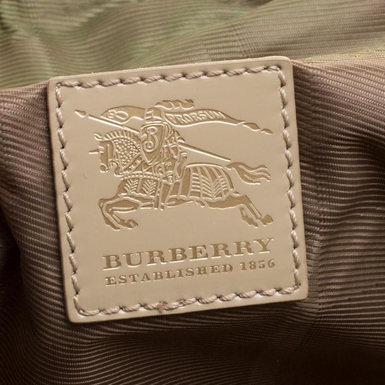 Pre Owned Burberry Beige Quilted Nylon and Leather Manor Satchel 