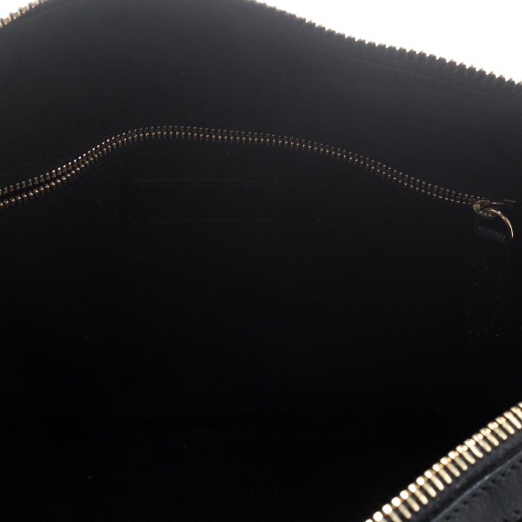 Pre Owned Burberry Black House Check Fabric and Leather Orchard Bowling Bag