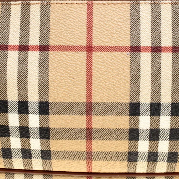 Pre Owned Burberry Brown Haymarket Check PVC Pochette