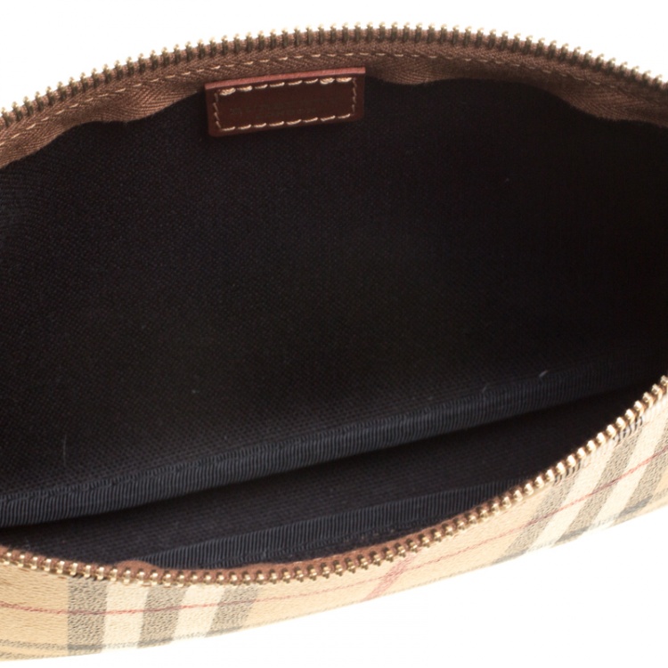 Pre Owned Burberry Brown Haymarket Check PVC Pochette