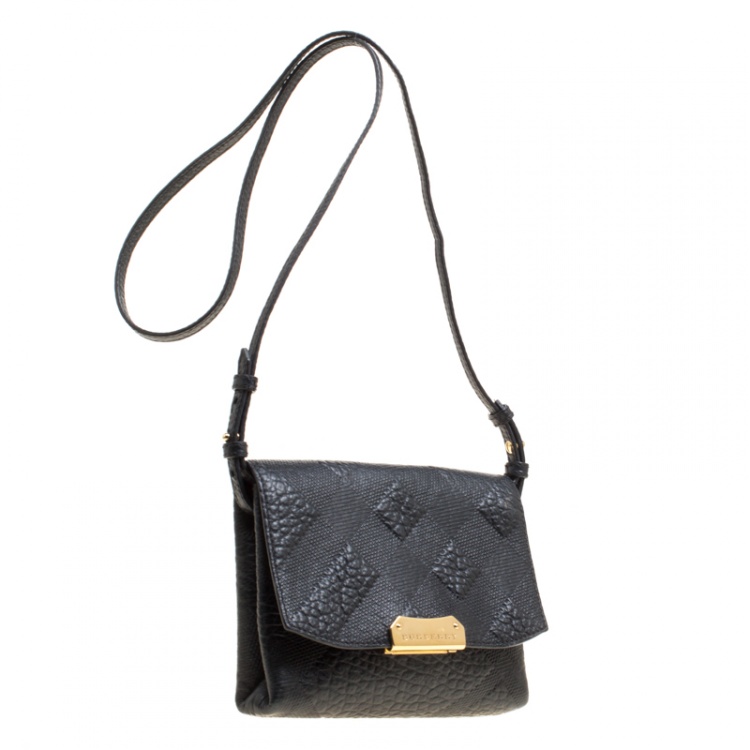 Pre Owned Burberry Black Leather Small Langley Clutch
