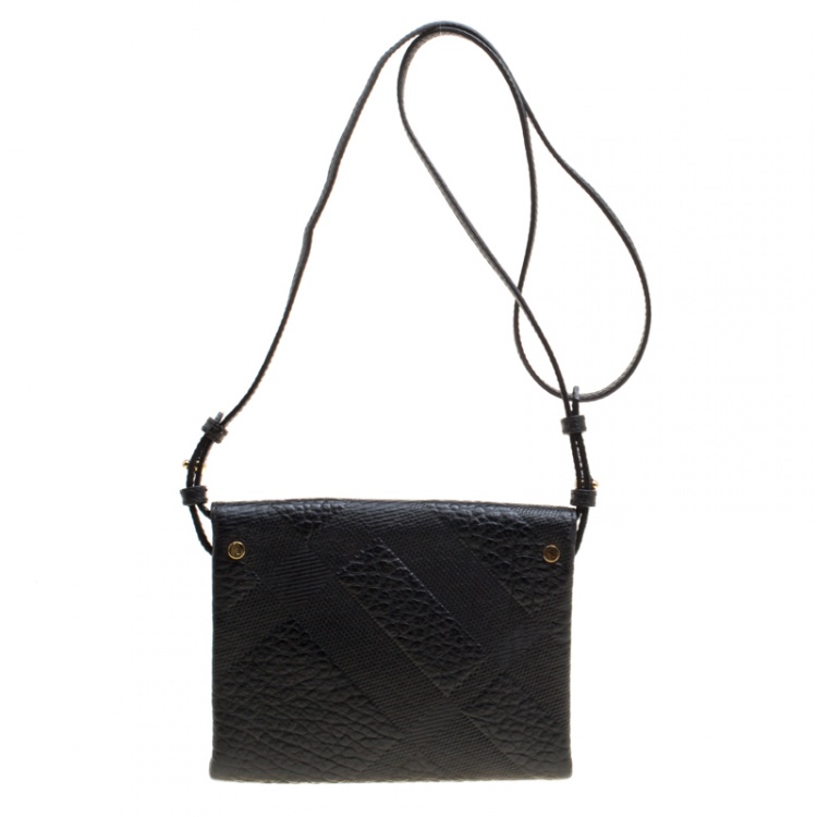 Pre Owned Burberry Black Leather Small Langley Clutch