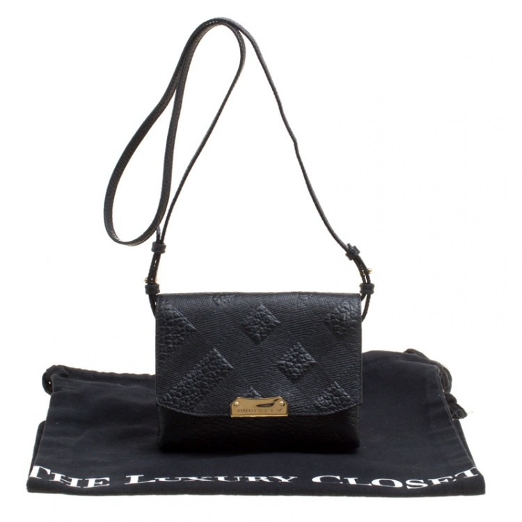 Pre Owned Burberry Black Leather Small Langley Clutch