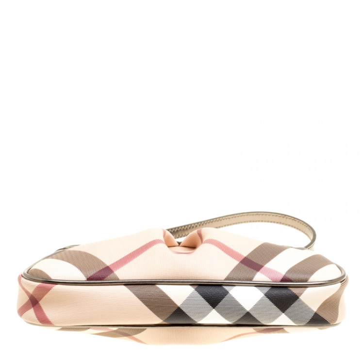 Pre Owned Burberry Beige Super Nova Check PVC Small Aston Clutch