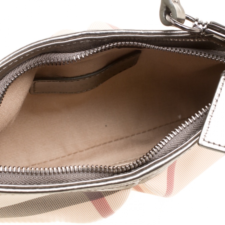 Pre Owned Burberry Beige Super Nova Check PVC Small Aston Clutch