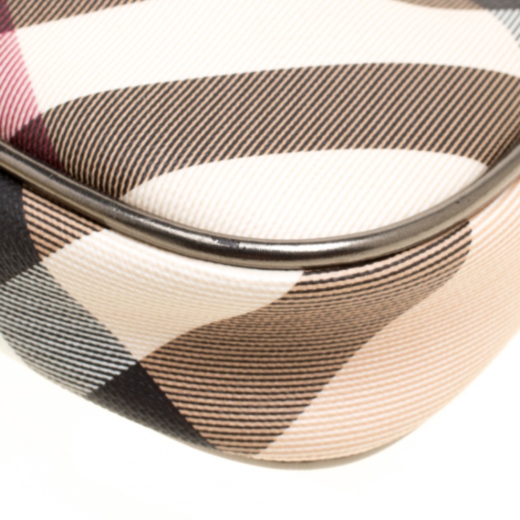 Pre Owned Burberry Beige Super Nova Check PVC Small Aston Clutch