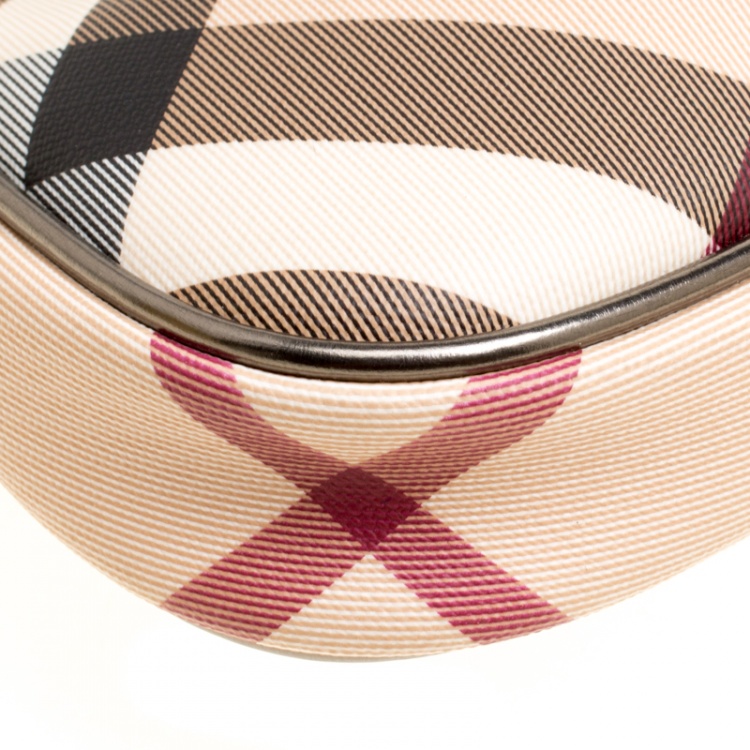 Pre Owned Burberry Beige Super Nova Check PVC Small Aston Clutch