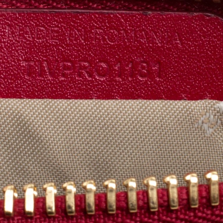 Pre Owned Burberry Red/Beige Haymarket Check Coated Canvas Clara Pochette