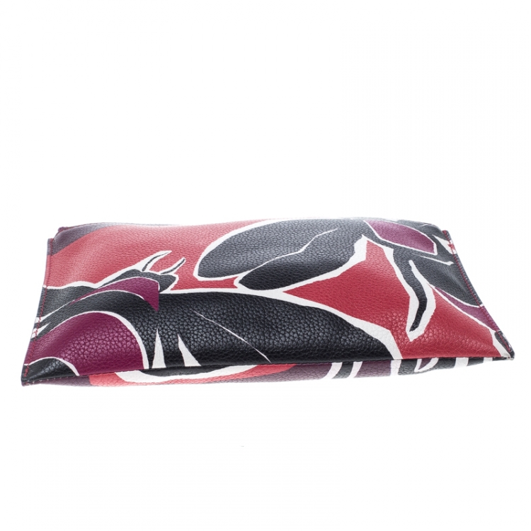 Pre Owned Burberry Multicolor Insect Printed Leather Clutch