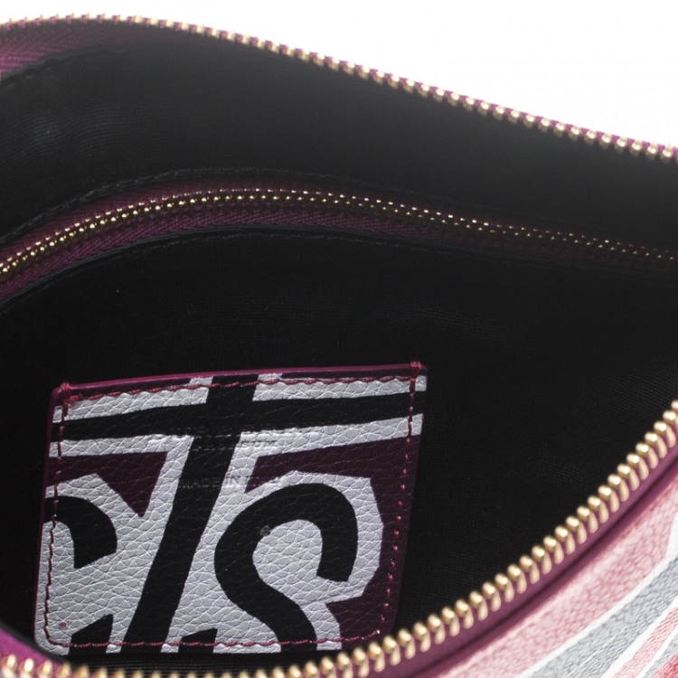 Pre Owned Burberry Multicolor Insect Printed Leather Clutch