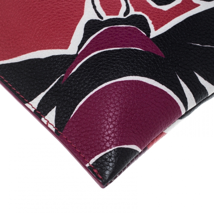 Pre Owned Burberry Multicolor Insect Printed Leather Clutch