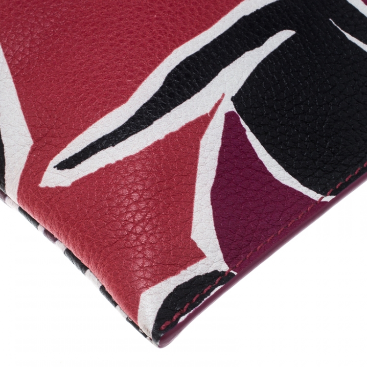 Pre Owned Burberry Multicolor Insect Printed Leather Clutch