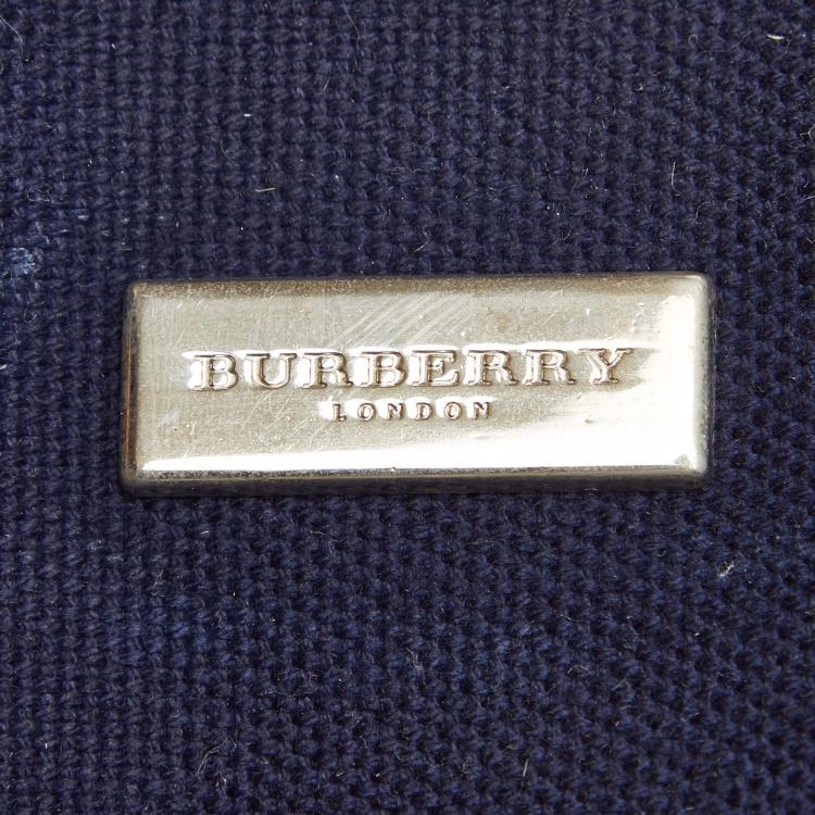 Pre Owned Burberry Two Tone Canvas and Leather Tote