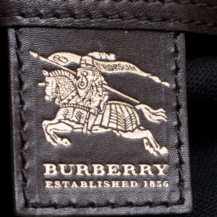 Pre Owned Burberry Beige Haymarket Check Coated Canvas Boston Bag
