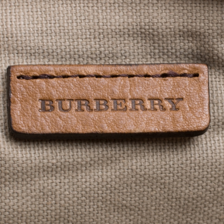 Pre Owned Burberry Brown House Check Fabric and Leather Foldable Wristlet Clutch
