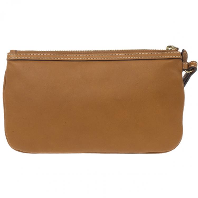 Pre Owned Burberry Calf Leather Rope Webbing Fuller Wristlet