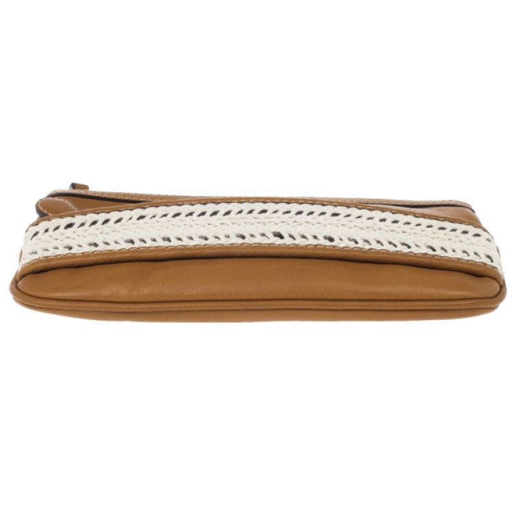 Pre Owned Burberry Calf Leather Rope Webbing Fuller Wristlet