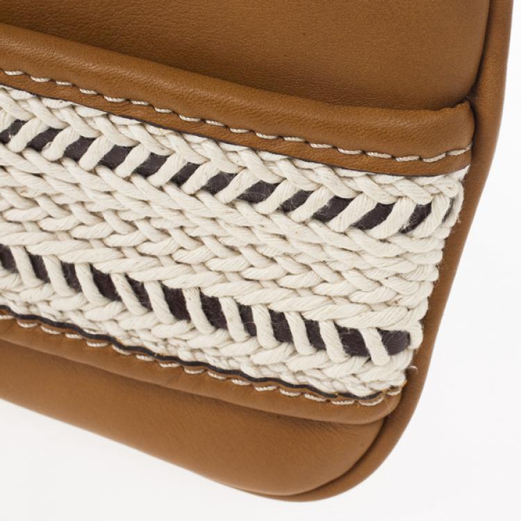 Pre Owned Burberry Calf Leather Rope Webbing Fuller Wristlet