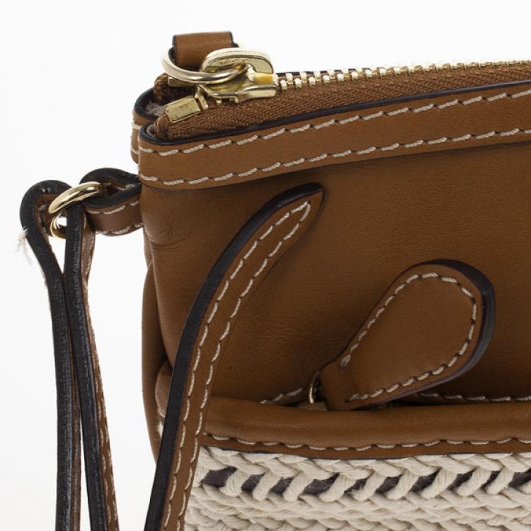 Pre Owned Burberry Calf Leather Rope Webbing Fuller Wristlet