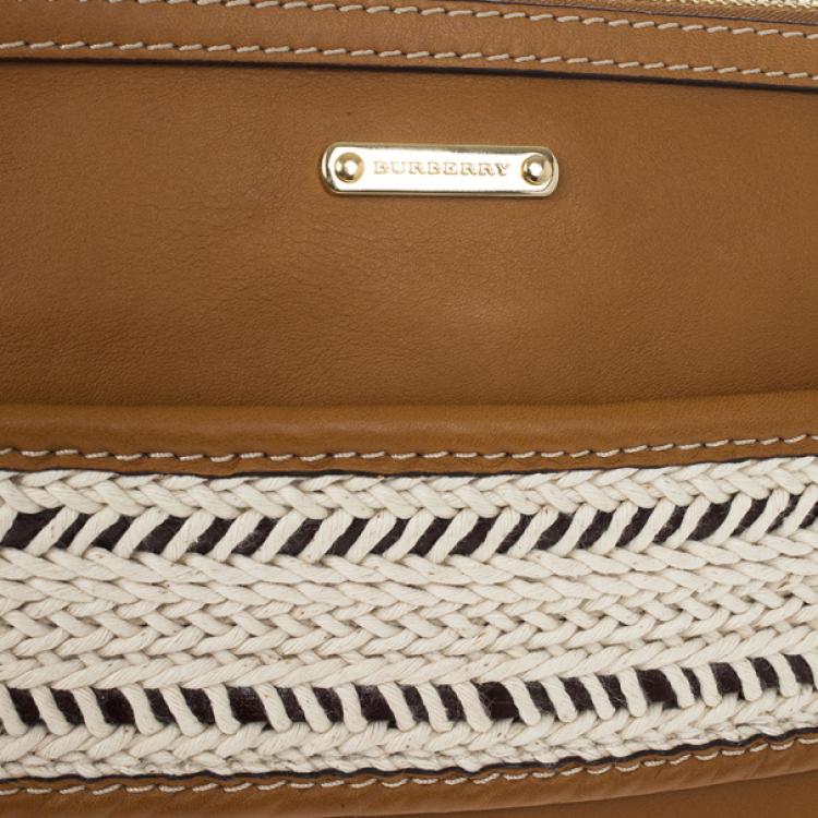 Pre Owned Burberry Calf Leather Rope Webbing Fuller Wristlet