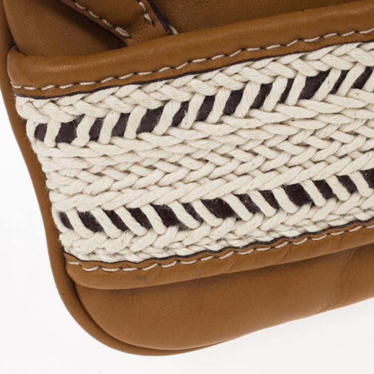 Pre Owned Burberry Calf Leather Rope Webbing Fuller Wristlet