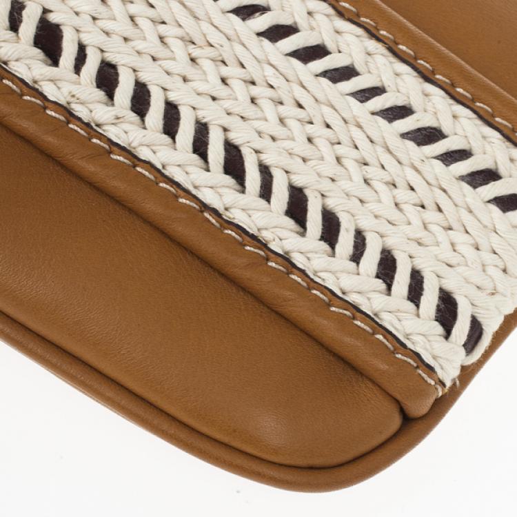 Pre Owned Burberry Calf Leather Rope Webbing Fuller Wristlet