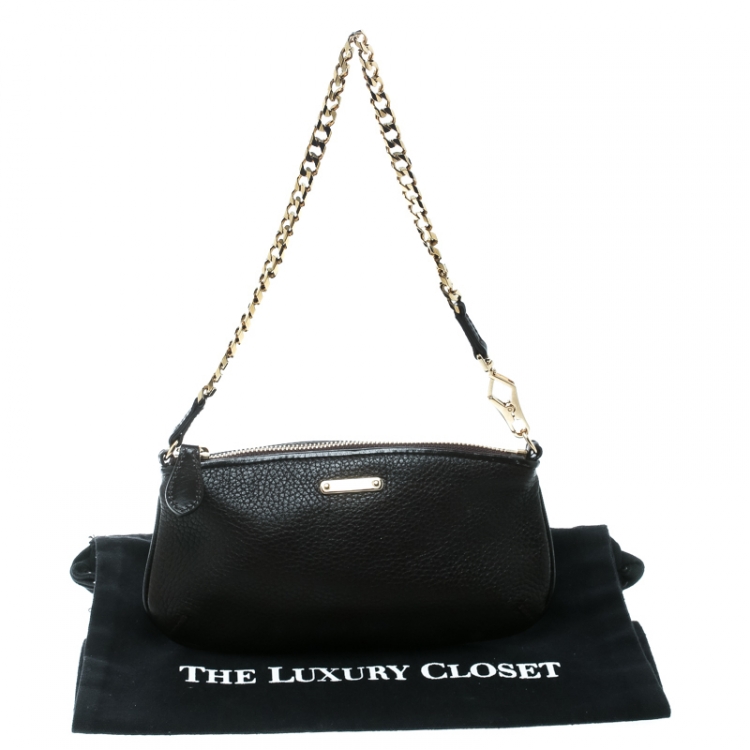 Pre Owned Burberry Black Leather Clara Pochette
