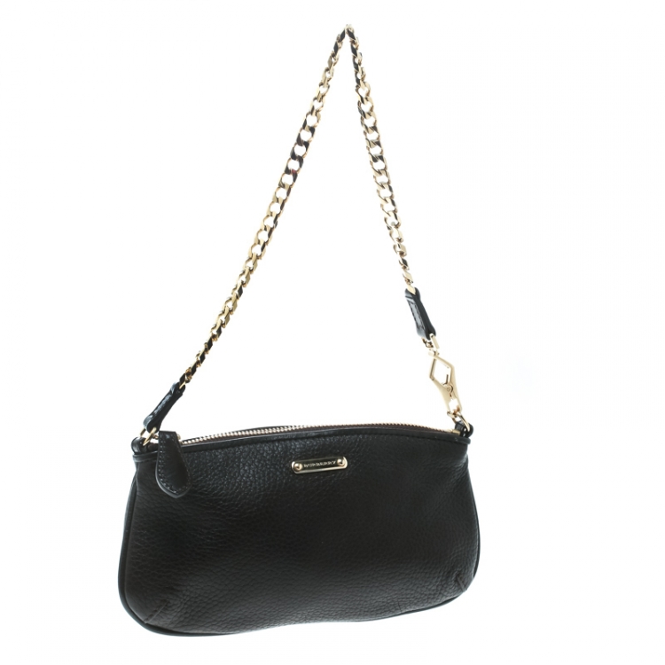 Pre Owned Burberry Black Leather Clara Pochette