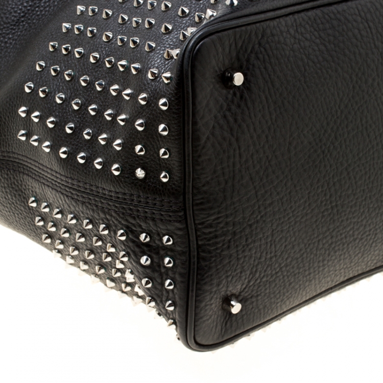 Pre Owned Burberry Black Leather Studded Susanna Bucket Bag