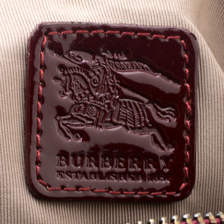 Pre Owned Burberry Burgundy Nova Check PVC Chester Boston Bag