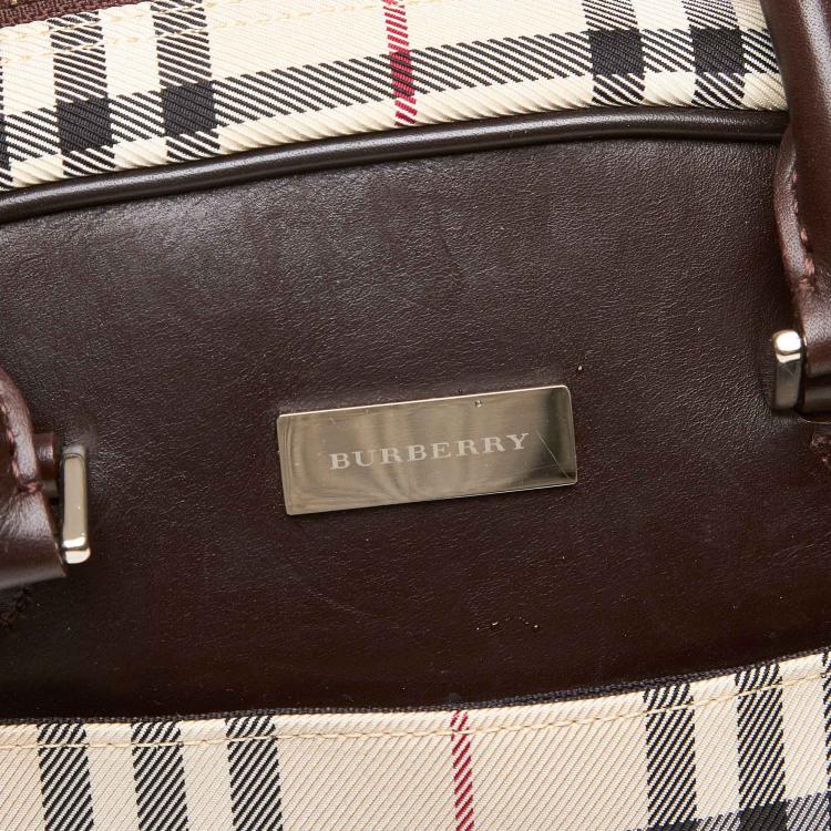 Pre Owned Burberry Brown Plaid Nylon Everyday Bag