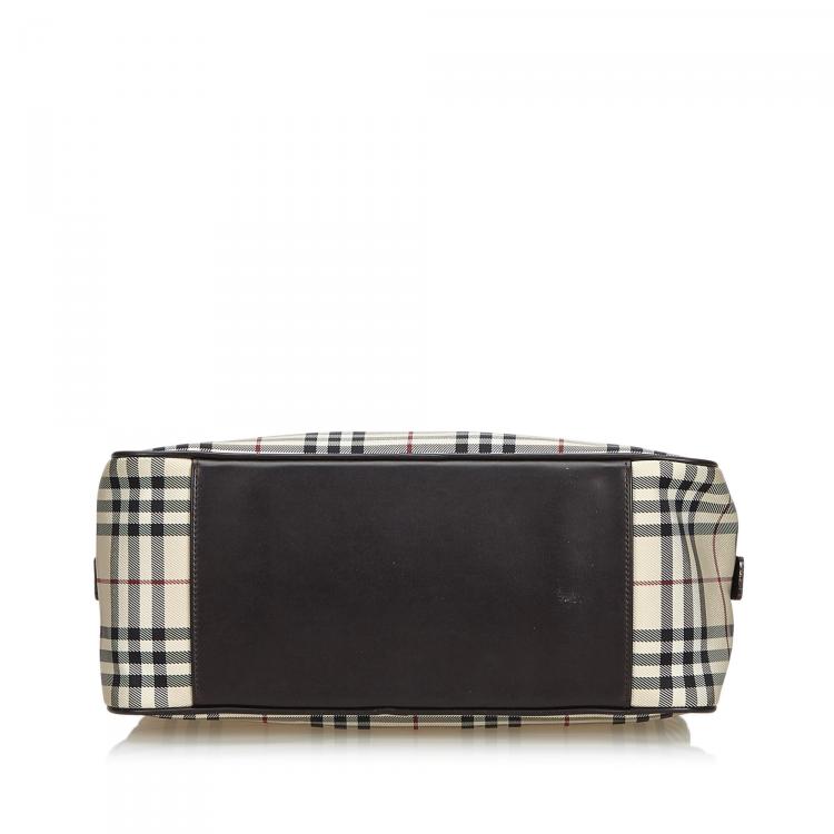 Pre Owned Burberry Brown Plaid Nylon Everyday Bag