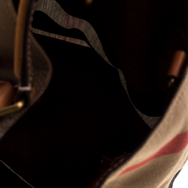 Pre Owned Burberry Multicolor Sussana Check Print Canvas Bucket Bag