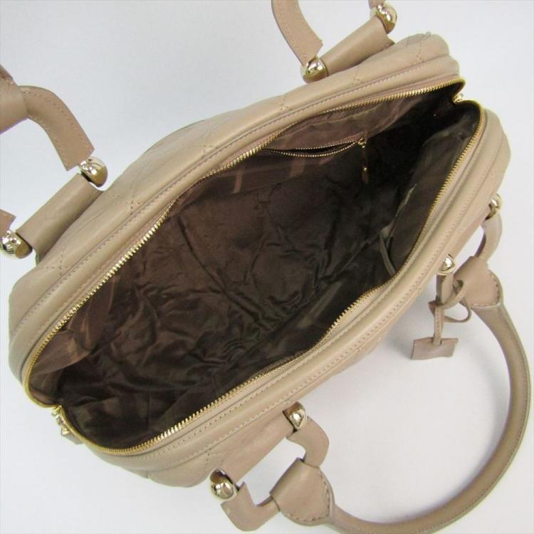 Pre Owned Burberry Beige Quilted Leather Westbury Satchel Bag