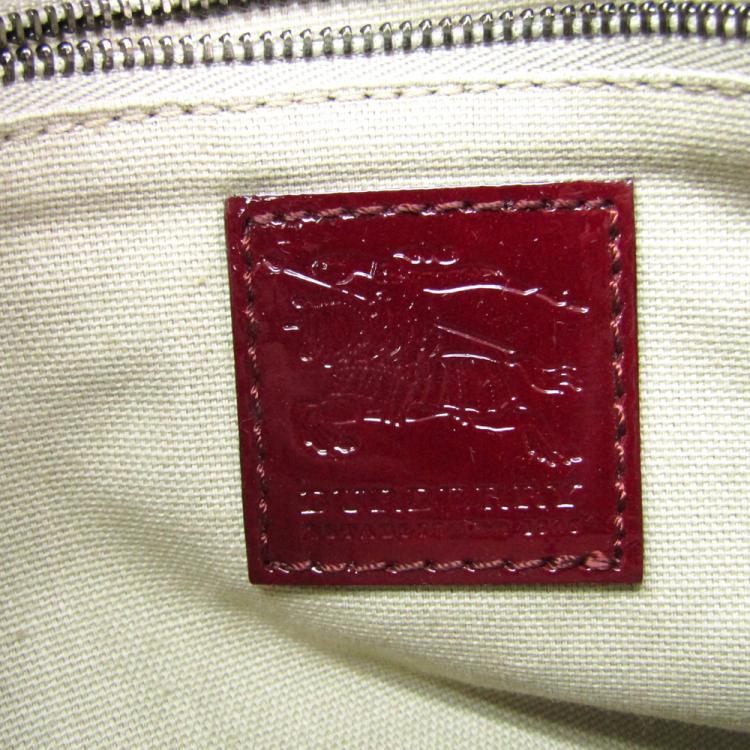 Pre Owned Burberry Bordeaux Nova Check PVC and Leather Heart Crossbody Bag