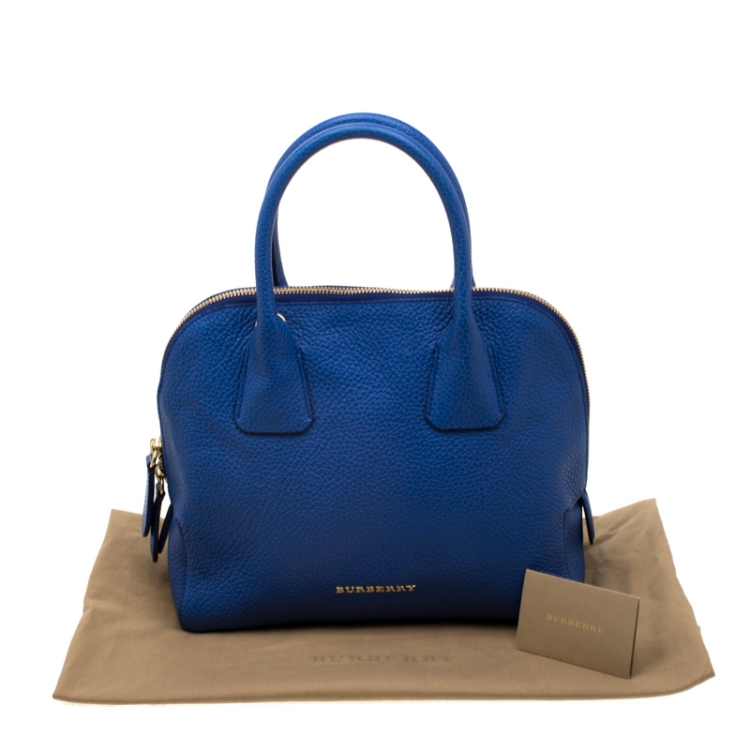 Pre Owned Burberry Blue Pebbled Leather Yorke Satchel