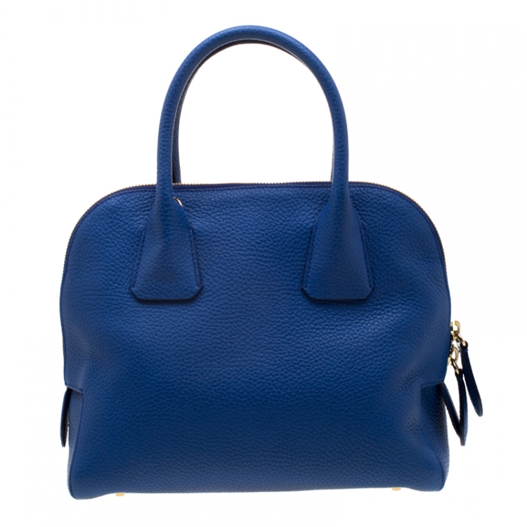 Pre Owned Burberry Blue Pebbled Leather Yorke Satchel
