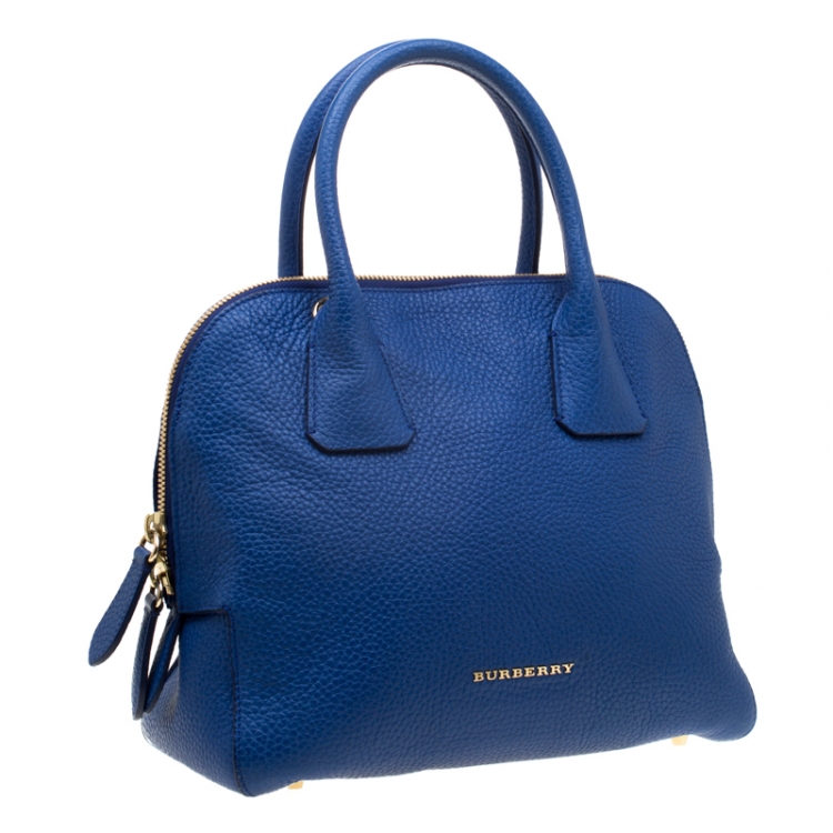 Pre Owned Burberry Blue Pebbled Leather Yorke Satchel