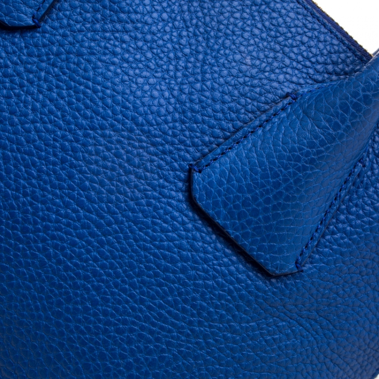 Pre Owned Burberry Blue Pebbled Leather Yorke Satchel