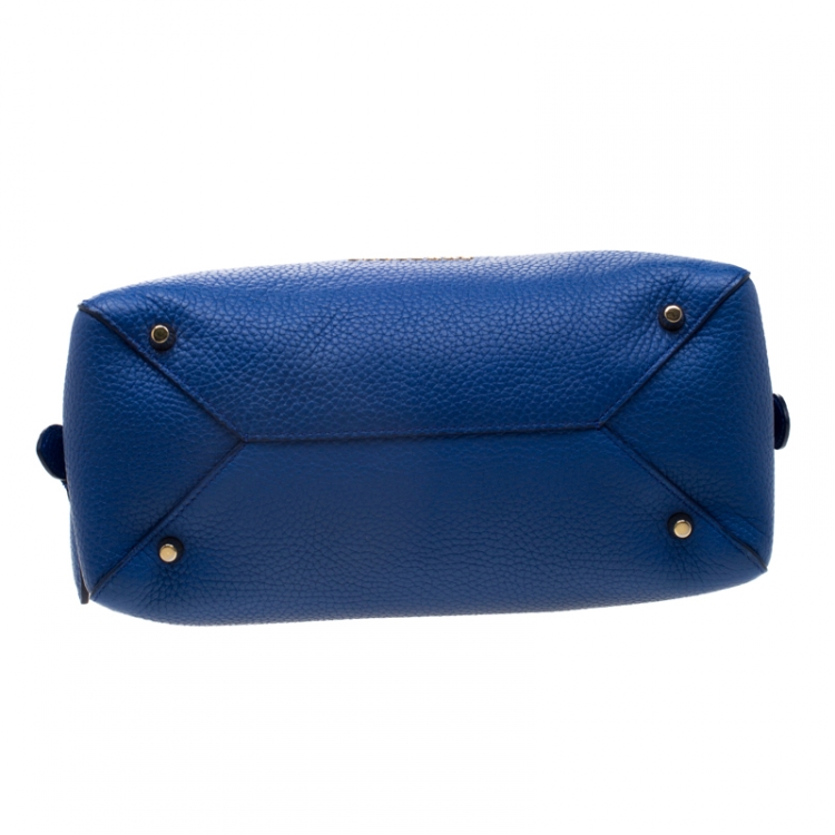 Pre Owned Burberry Blue Pebbled Leather Yorke Satchel