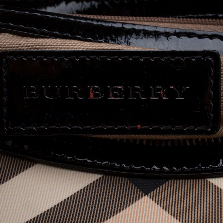Pre Owned Burberry Black Nova Check PVC Chester Boston Bag