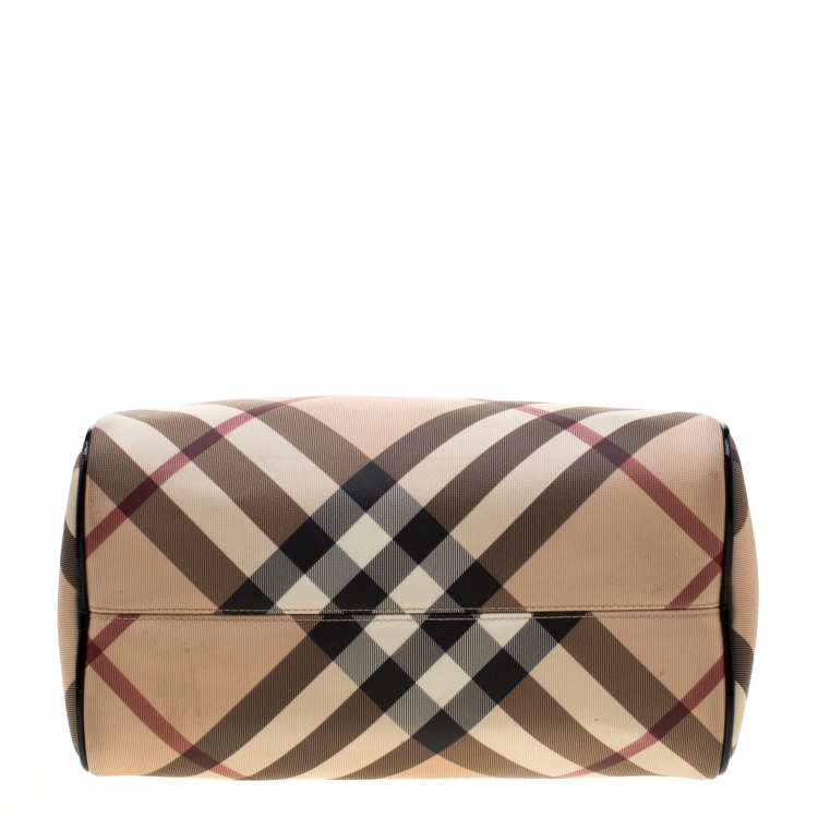 Pre Owned Burberry Black Nova Check PVC Chester Boston Bag
