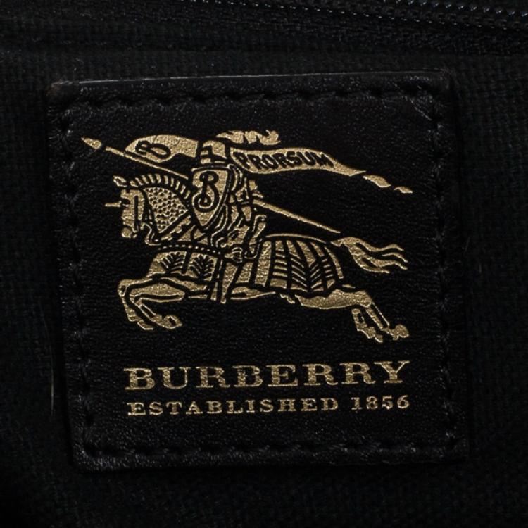 Pre Owned Burberry Haymarket Check Coated Canvas Medium Bowling Bag