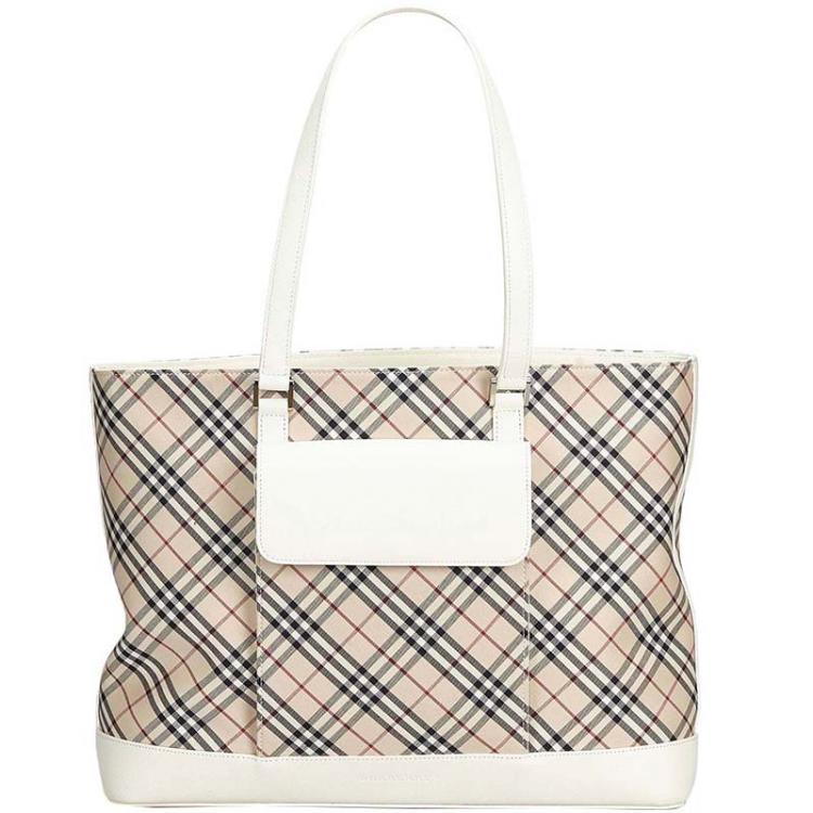 burberry white tote bag