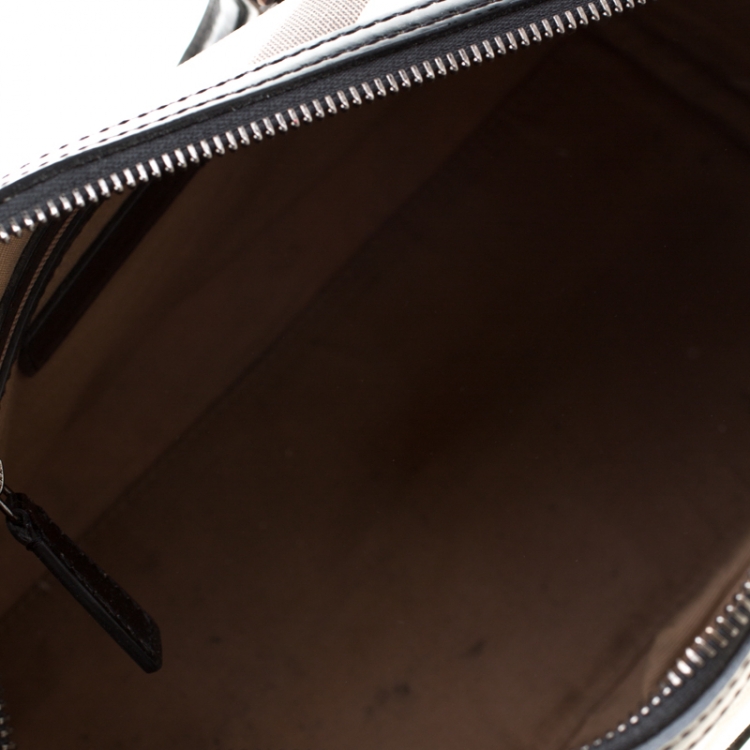 Pre Owned Burberry Black Nova Check PVC Chester Boston Bag