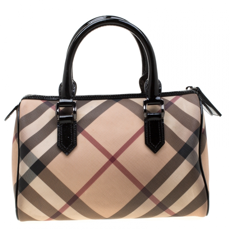 Pre Owned Burberry Black Nova Check PVC Chester Boston Bag