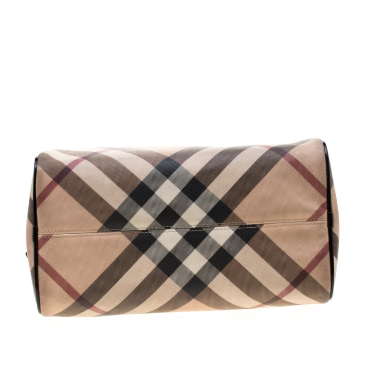 Pre Owned Burberry Black Nova Check PVC Chester Boston Bag