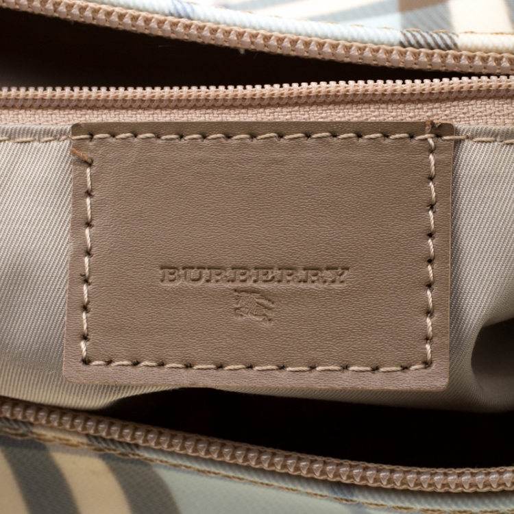 Pre Owned Burberry Blue/Brown Nova Check PVC Boston Bag