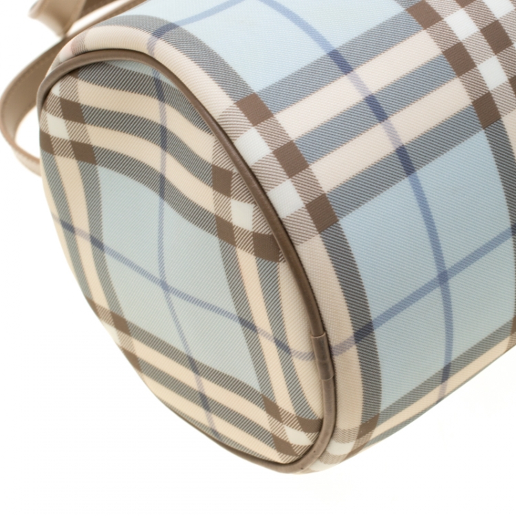 Pre Owned Burberry Blue/Brown Nova Check PVC Boston Bag